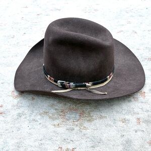American Hat Co Texas Brown Felt Sz 7 1/8